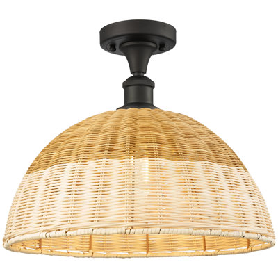 Ballston - Bristol Natural II - 1 Light 16" Semi-Flush Mount - Oil Rubbed Bronze Finish - Natural Shade