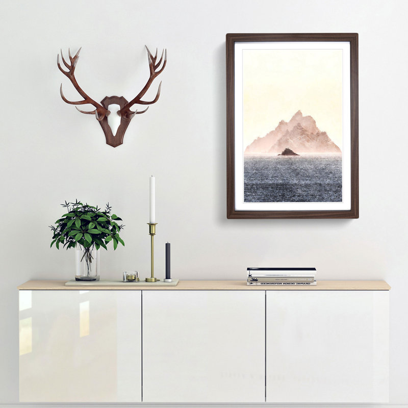 Skellig Islands In County Kerry Ireland Painting - Framed Print, Walnut Framed, 87cm H x 62cm W x 2cm D