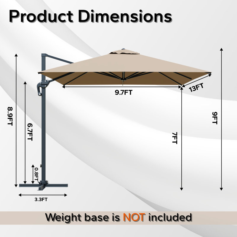 Parasol d'extérieur carré en aluminium