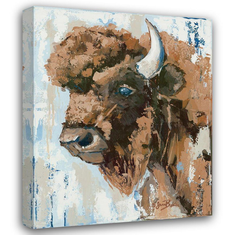 Art sur toile tendue par Union Rustic Ebert, Roey Gallery: Boone the Bison, H 24 po x l 20 po