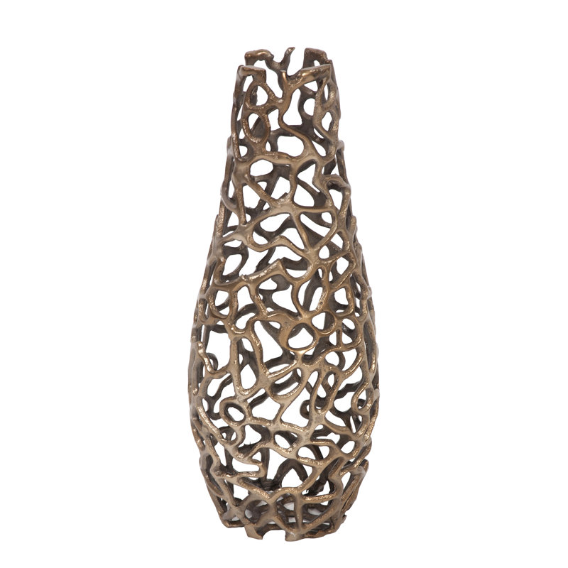 Fogel Intertwined Metal Decorative Table Vase, Bronze, 14" H x 5" W x 5" D