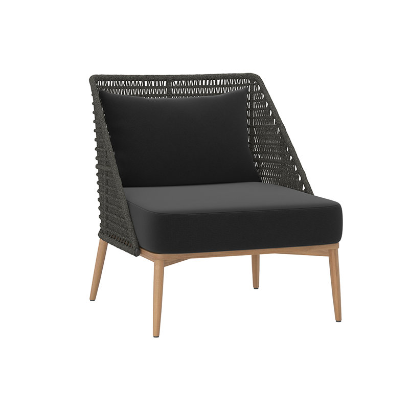 Orlosky Teak Outdoor Armless Lounge Chair, Black, Dark Brown