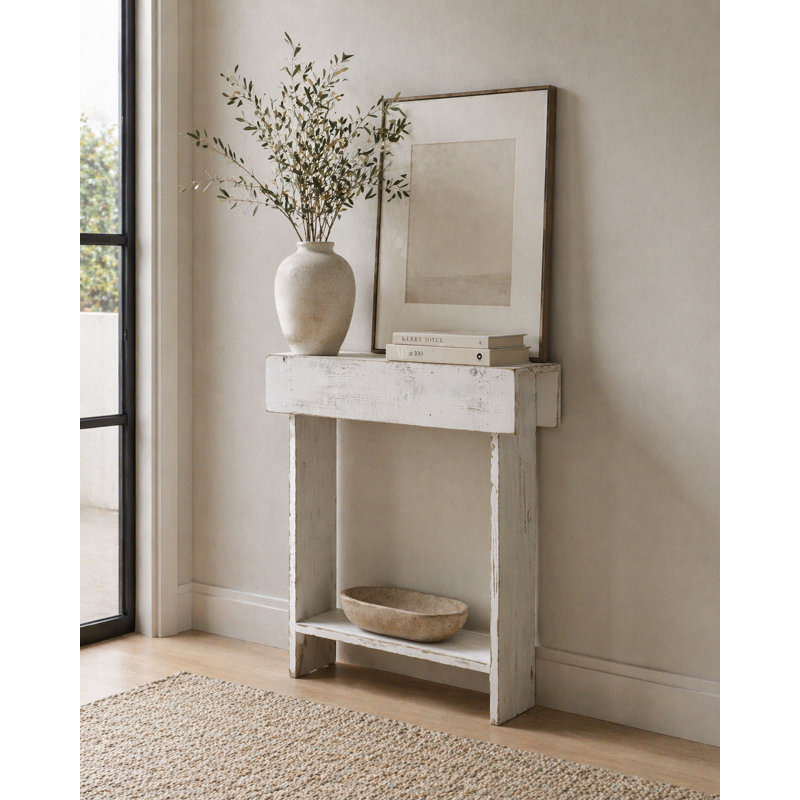 Console en bois massif 26 po Bellamy, Blanc