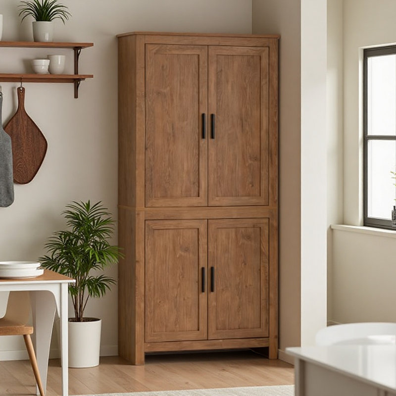 Armoire de rangement spacieuse et autoportante, garde-manger, Chêne