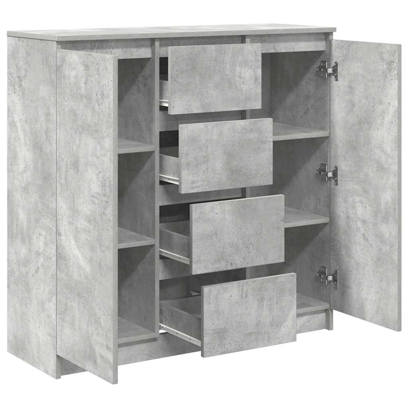 Sideboard With Drawers 100.5X35x98.5 Cm Engineered Wood, Concrete Grey