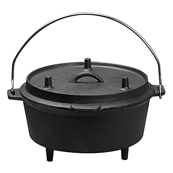 c&g outdoors Pre-seasoned 7 Piece Heavy Duty Cast Iron Dutch Oven Camping  Cooking Set With Vintage Carrying Storage Box