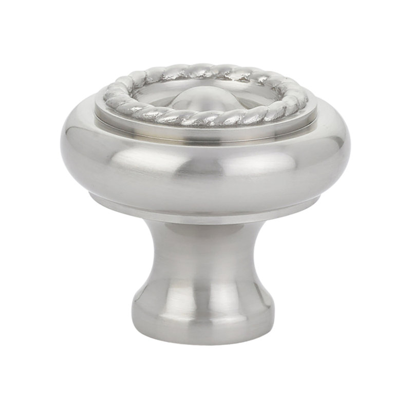 Oversized Rope 1" Diameter Mushroom Knob, 1" H x 1" W x 1" D, Satin Nickel