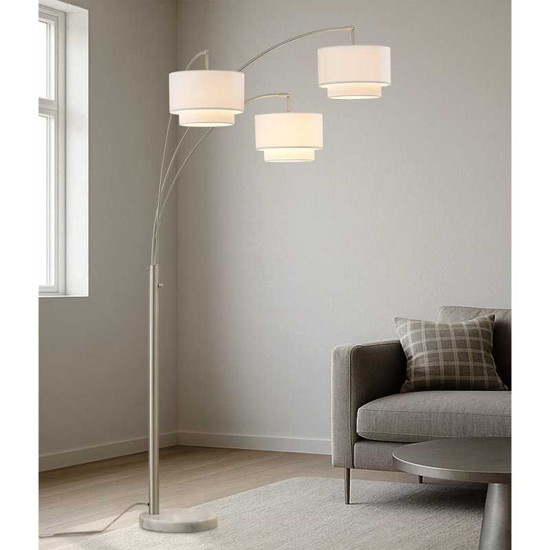 Estabrook 84'' Tree Floor Lamp, White, Brushed Nickel/White