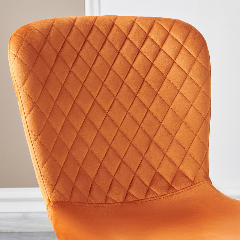 Modern Upholstered Armless Velvet Dining Chairs, Orange