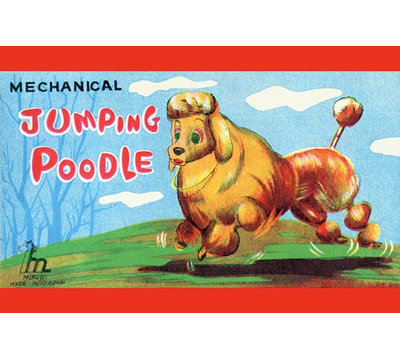 « mecanique sauting caniche », affiche rétro