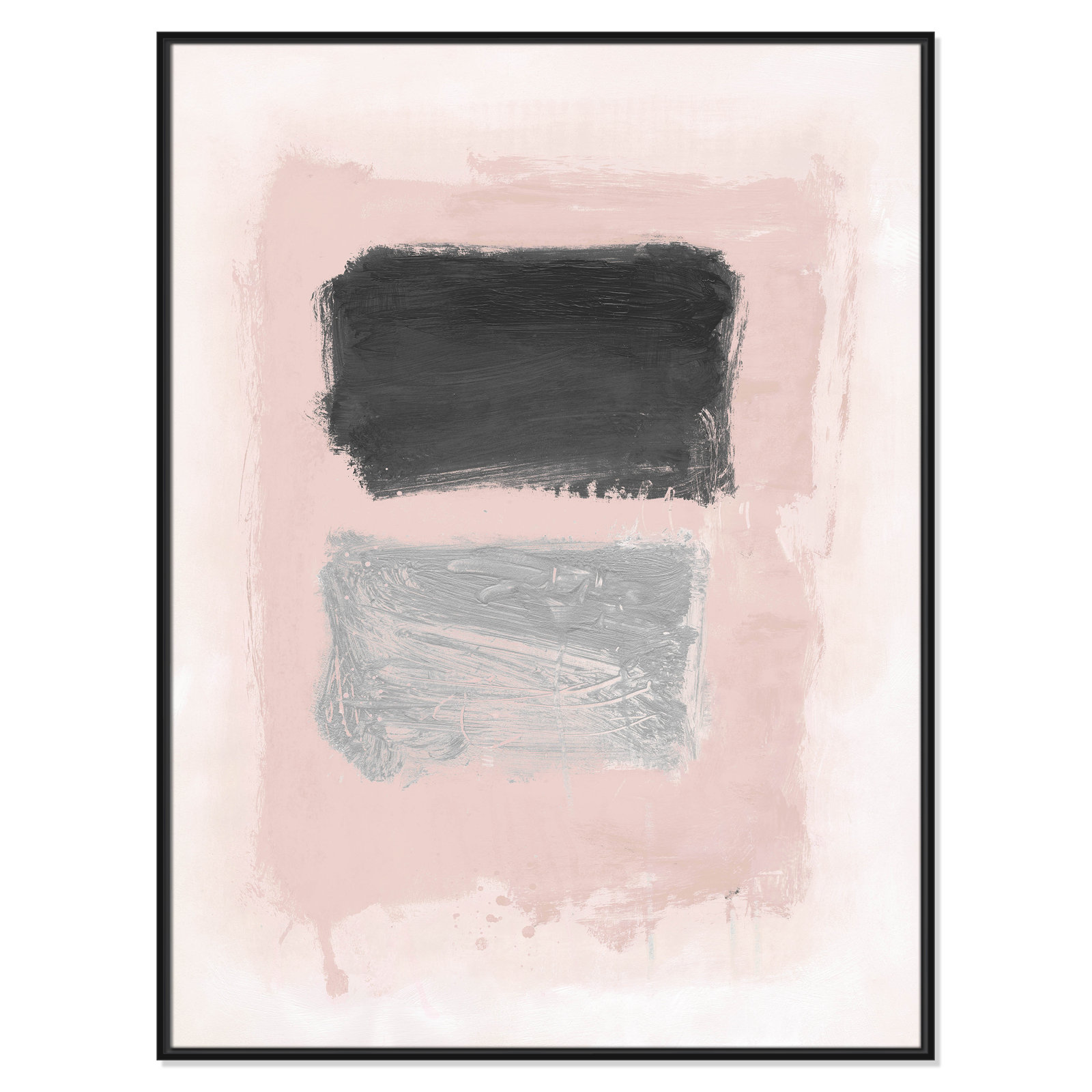 Thomasin Pink, Black And Silver Shimmer I Framed On Canvas by  Print, Black, 49.5" H x 37.5" W x 2" D