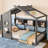 Twin Floor House Bed For , With Roof And Storage Action Figures Gray Playhouse Size Shelf Stable Pine Frame-1886129497-1886129496