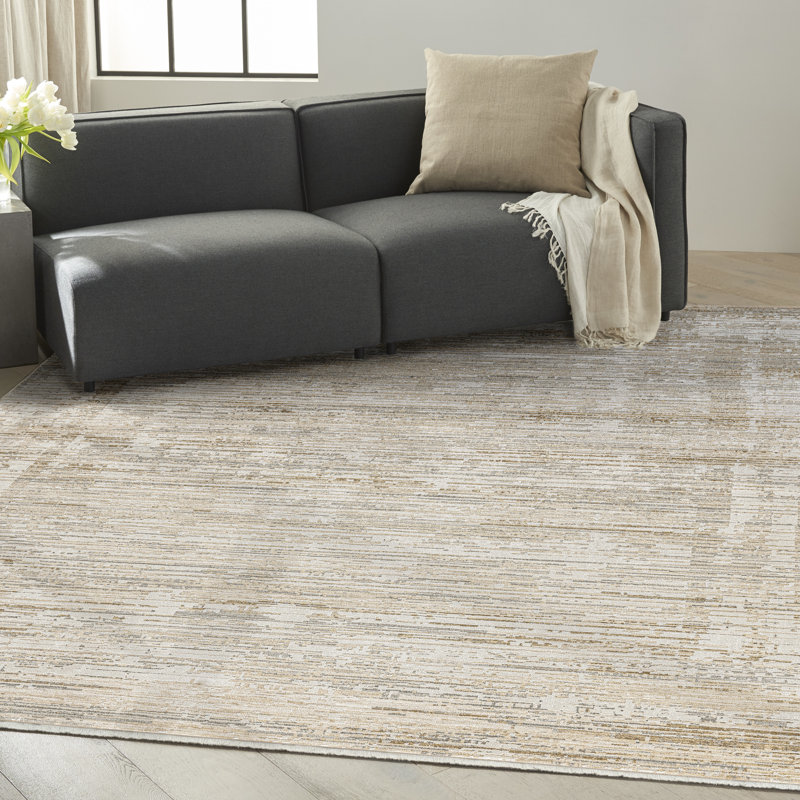 Calvin Klein CK078 Summit 9'10" x 13' Natural Ivory Modern Indoor Rug, Rectangle 9'10" x 13'