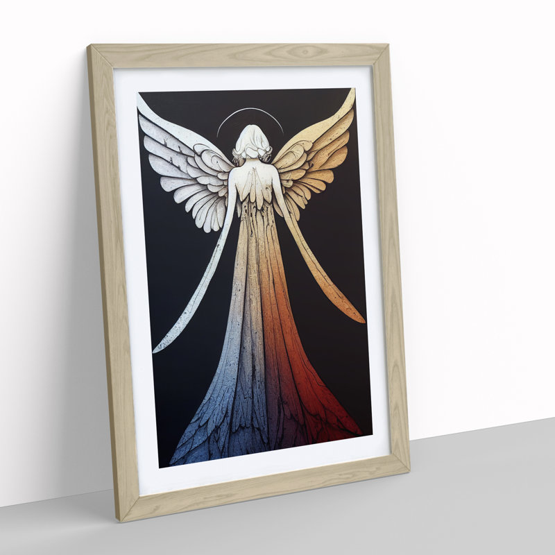 Peaceful Angel - Wall Art, 66cm H x 48cm W, Oak Framed