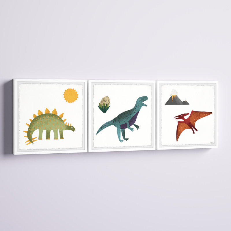 "Eisenbarth Dinosaur World Triptych", ensemble de 3 pièces encadrées, H 18 po x l 54 po x P 1,5 po