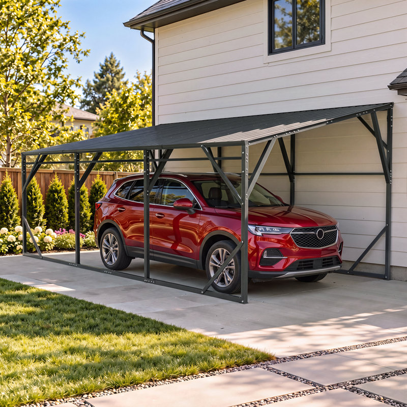 12' x 20' Metal Carport, Heavy-Duty Lean-to Outdoor Canopy Shelter