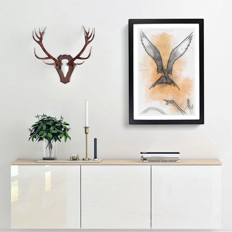 Bird in Flight in Abstract - Picture Frame Graphic Art Print, Black Framed, 87cm H x 62cm W x 2cm D