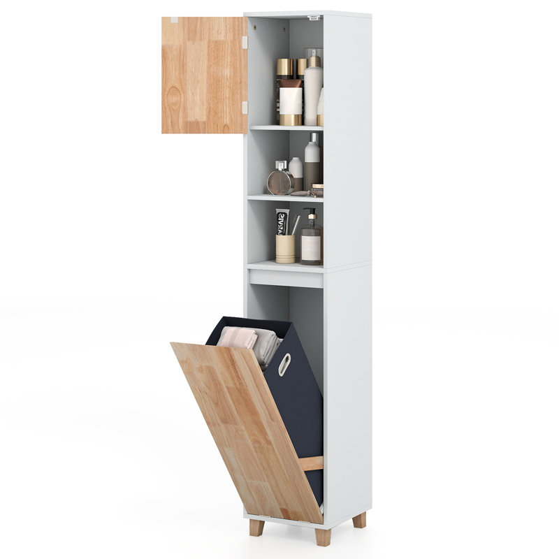Tilt Out Laundry Hamper Cabinet Tall Bathroom Storage Organizer