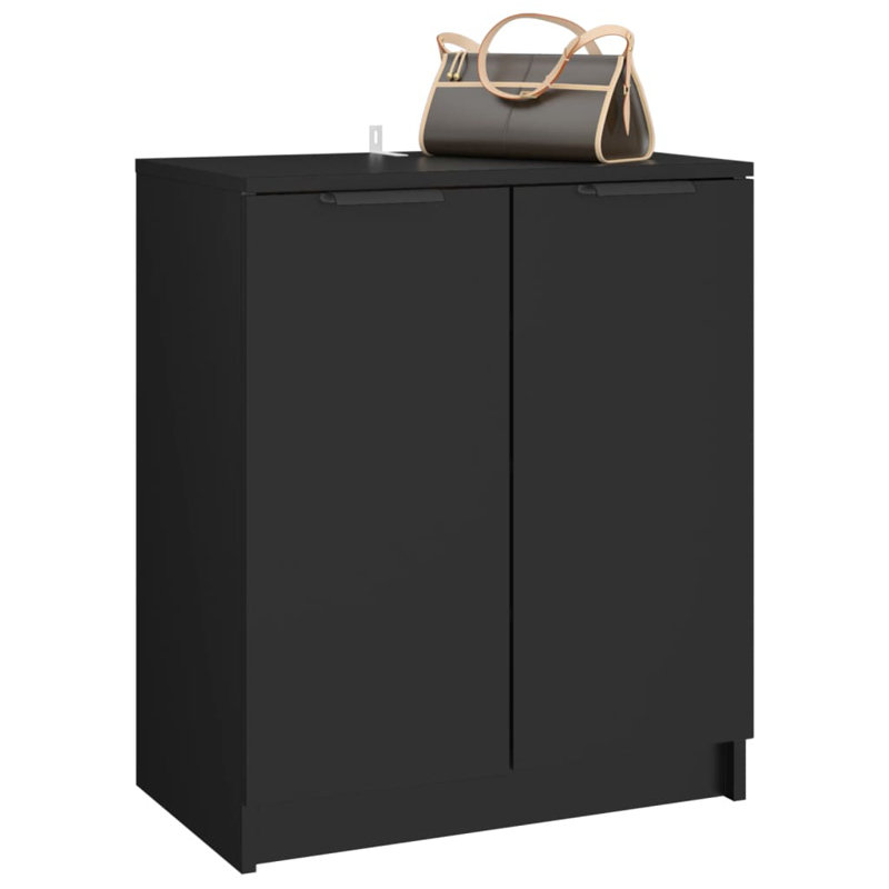 Shoe Cabinet Engineered Wood Hall Shoe Holder Cupboard Organiser Shelf, Black