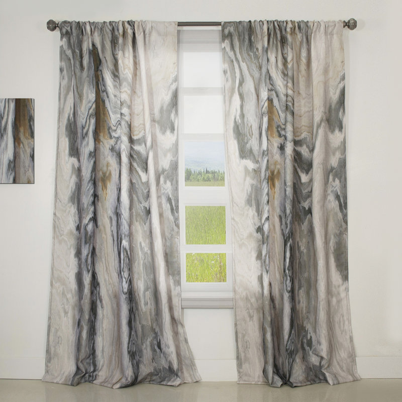 Onyx detail Composition - Mid-Century Velvet Curtain - Room darkening - 1 panel, 52"W x 95"L