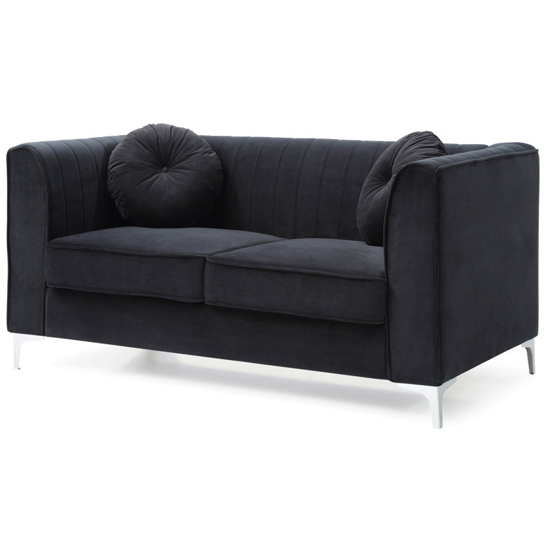 Causeuse chic à accoudoirs inclinés noir pour deux, Noir