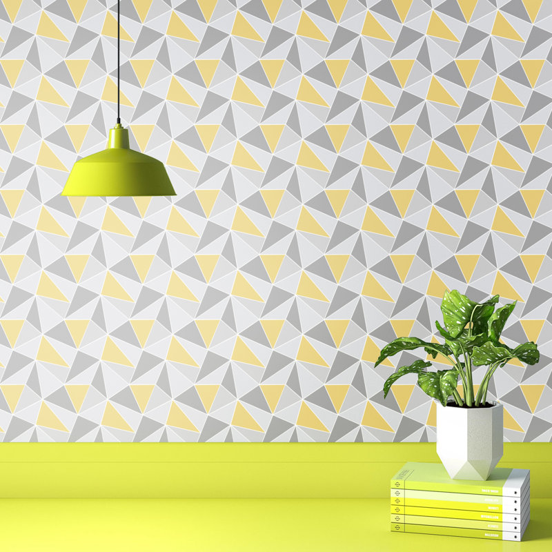 Addisyn 10m x 53cm Semi-Gloss Wallpaper Roll, Yellow/Grey