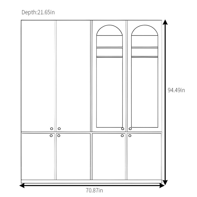 Garde-robe élégante et simple, H 94,49 po x l 70,87 po x P 21,65 po