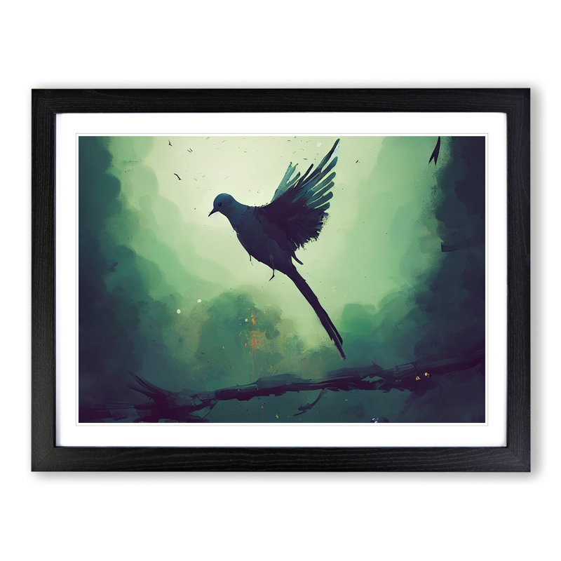 Dove Abstract - Single Picture Frame Print, Black, 46cm H x 64cm W