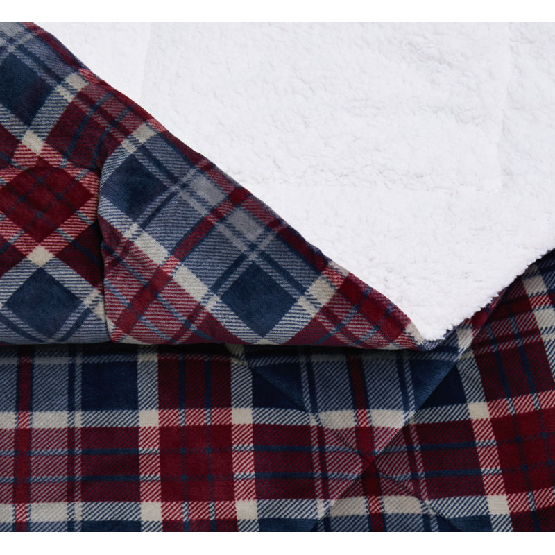 Ensemble d'édredon en polyester Trely Soft Cuddle, Édredon très grand + 2 taies décoratives, Bleu/rouge