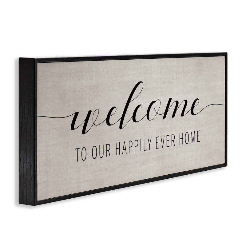 Welcome Happily Ever After, estampe numérique, design par Amanda Murray, H 10 po x l 24 po, Giclée encadrée noir minuit