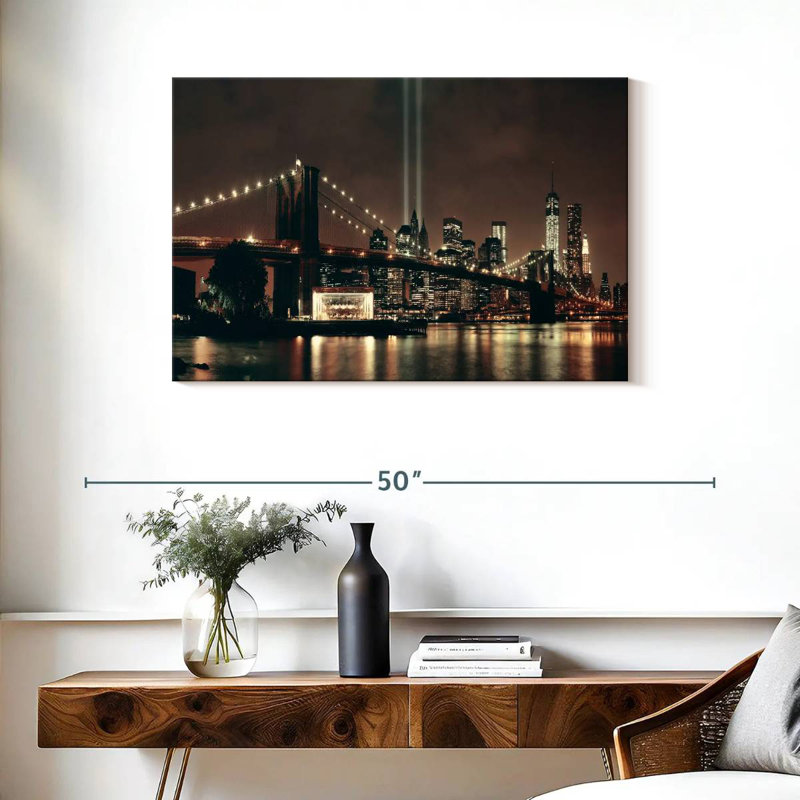Lueur de nuit du pont Sireci Brooklyn, H 24 po x l 36 po