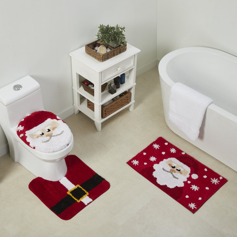 Noël père Noël rouge 3 pièces Ensemble de tapis de bain