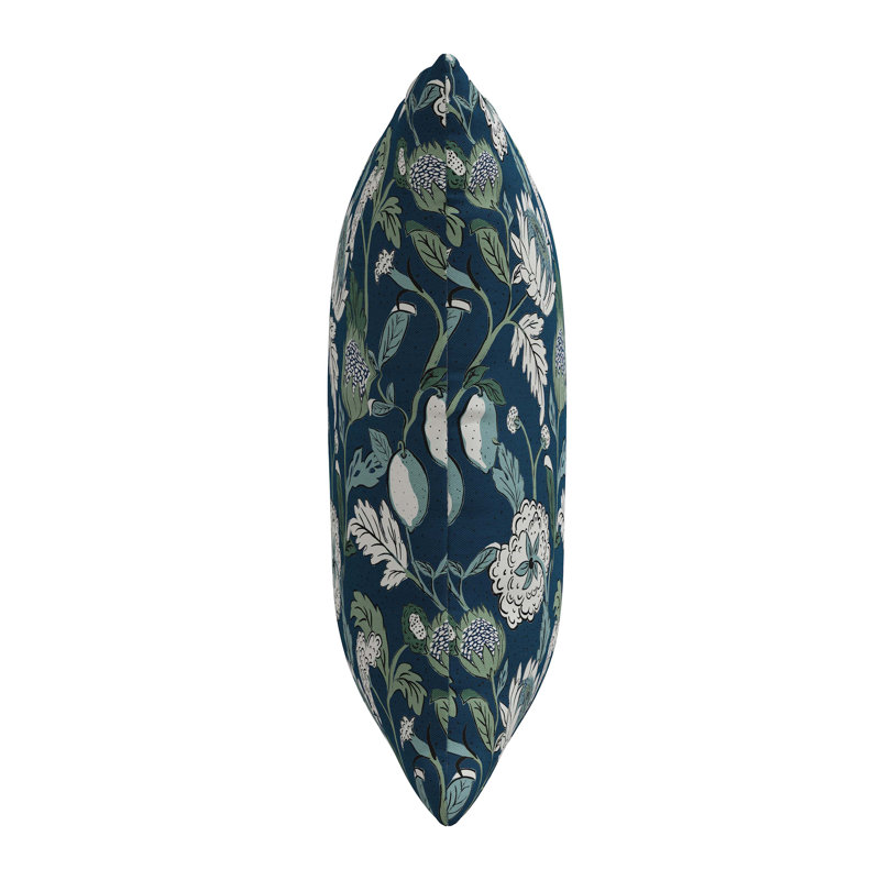 Arkins Floral Cotton Reversible Throw Pillow, 20" x 20", Pillow Cover Only - No Insert, Navy