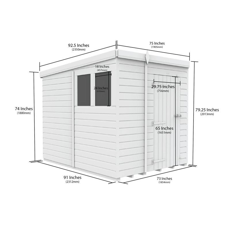 6x8 Pent Composite Shed