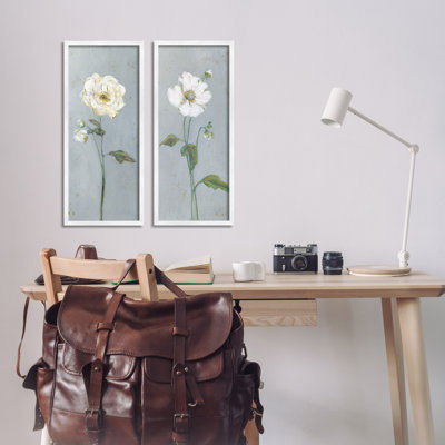 Simple Blossom on Grey 2 Piece Framed Giclee Art Set, design by Sally Swatland