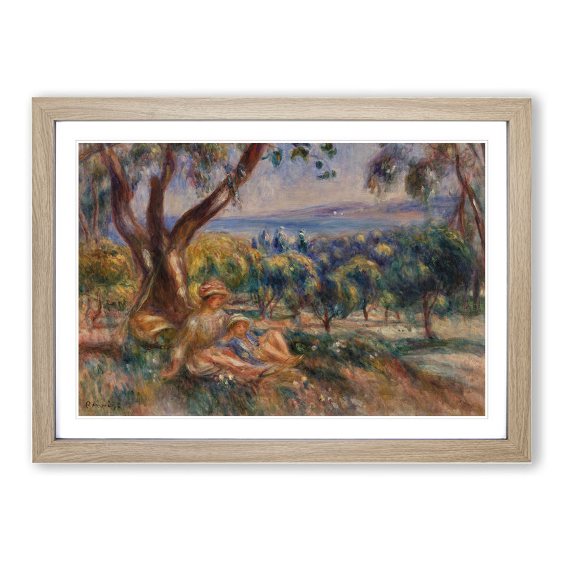 Landscape with Figures by Pierre-Auguste Renoir - Picture Frame Painting, 48cm H x 65cm W x 2cm D, Oak Framed