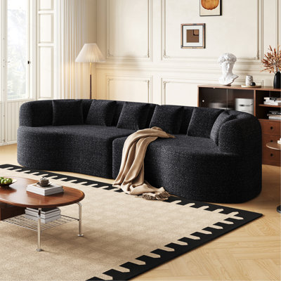 Canapé modulaire incurvé surdimensionné, 106,3 pouces, moderne, sans os, nuage, sans os, avec 6 coussins, canapé de luxe en chenille à quatre places en mousse à mémoire de forme profonde