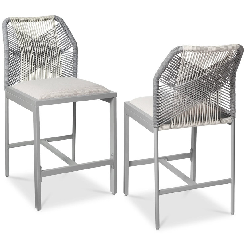 Ensemble de 2 tabourets de bar, Gris / Blanc