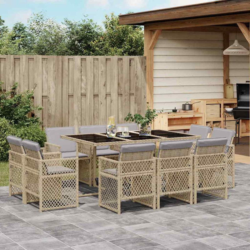 Patio Dining Set with, 73cm H x 165cm W x 106cm D, Mix Beige, Grey