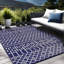 Tapis d'intérieur / extérieur marocain Aldo - bleu marine / blanc-198700937