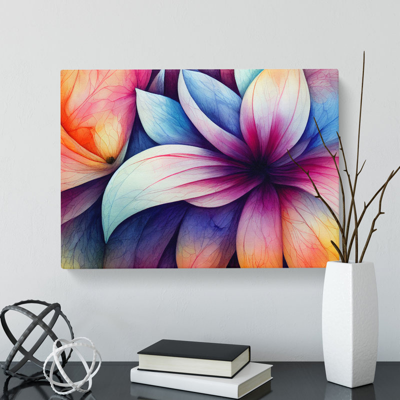 Enchanting Watercolour Flower Abstract - Wrapped Canvas, 50cm H x 76cm W x 3cm D