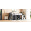 Lit mezzanine simple en bois d'hévéa gris avec rangement spacieux et armoire de bureau coulissante-117539405