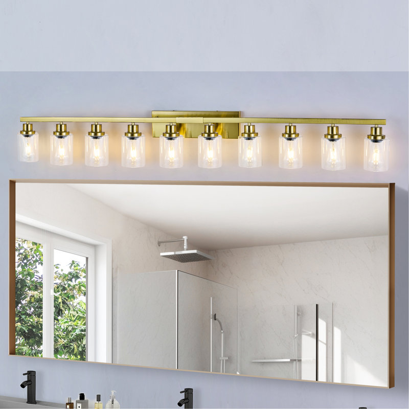 10 lumières de meuble-lavabo or pour miroir, éclairage mural moderne en or 52 pouces pour la chambre à coucher et le salon