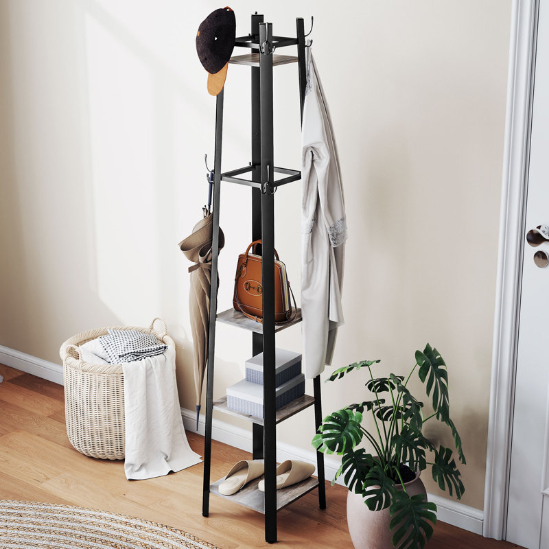 Metal Freestanding 8 - Hook Coat Rack, Grey