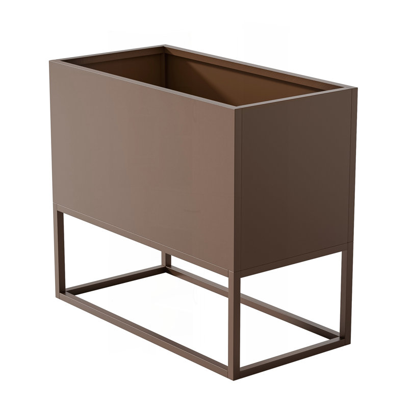 Versatile Metal Rectangular Planter for All Settings, Enhancing Plant Growth, Brown