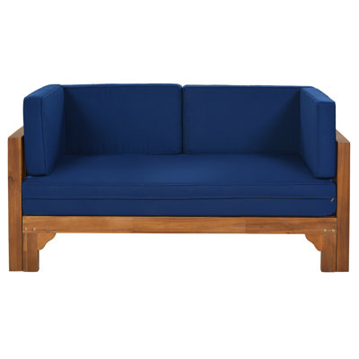 64.2 " W Straight Acacia Solid Wood Patio Sofa with Cushions