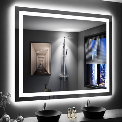 49X40 Inch Fog Led Bathroom Vanity Mirror Ip54 Waterproof, Front/Backlit, High Lumen With 95, Touch Control, Adjustable 3000K/4500K/6000K Color, 5Mm Tempered Glass, Safe & Inch, Waterproof Led,