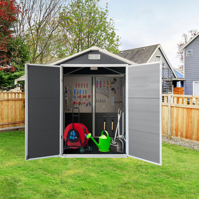 Rangement extérieur en plastique avec abri de jardin en plastique avec porte verrouillable pour la cour et la pelouse