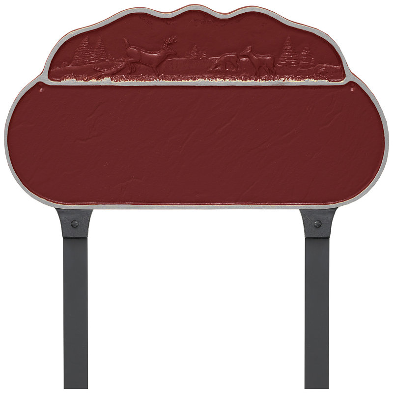 Enseigne d’adresse pour pelouse sur 1 ligne, Rouge brique / argent, Oui