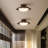 9.84" Retro Brown Glass Flush Mount Lighting